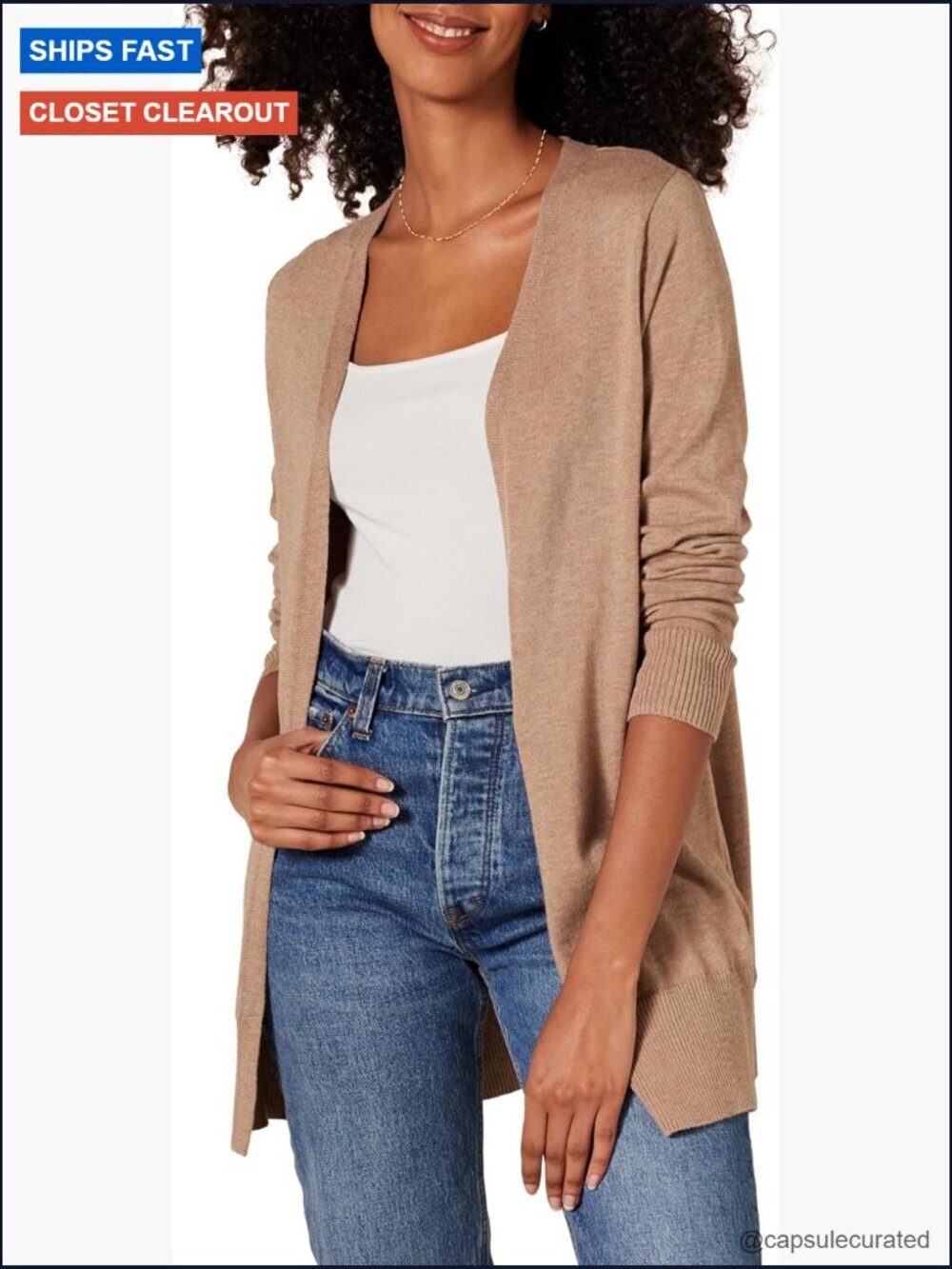 Lightweight Cotton Blend Open-Front Cardigan Sweater Long Sleeve